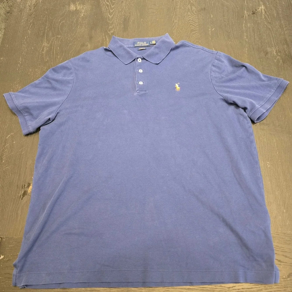 Polo Ralph Lauren Mens Classic Fit Blue Short Sleeve Polo Shirt Large Pony‎ Logo